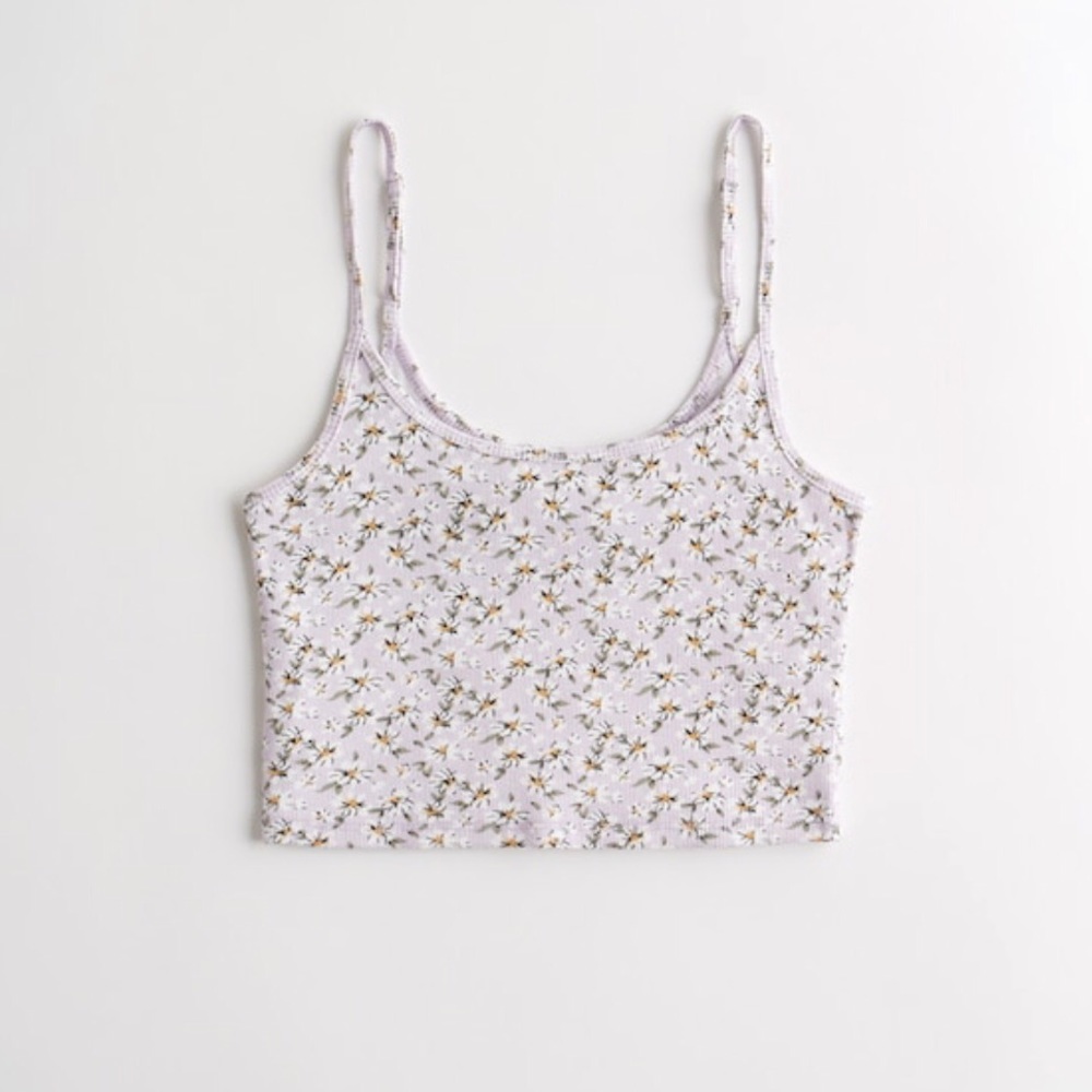 (NWT) Hollister Purple Floral Crop Baby Cami